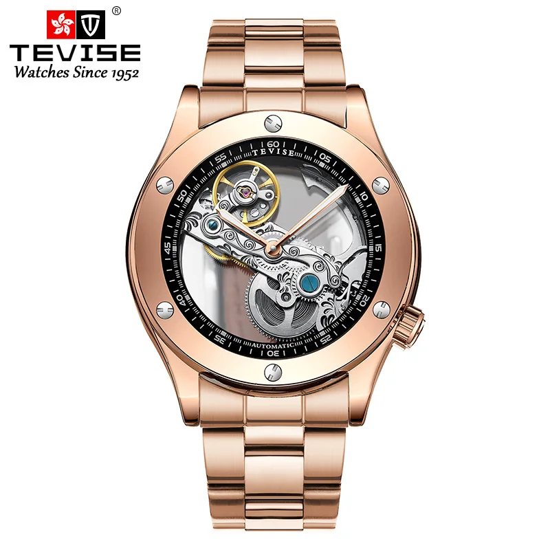 

Wholesale Watches Popular Skeleton Luxury Wrist For Men 3ATM Water Resistant Stainless Steel Watch, Optional