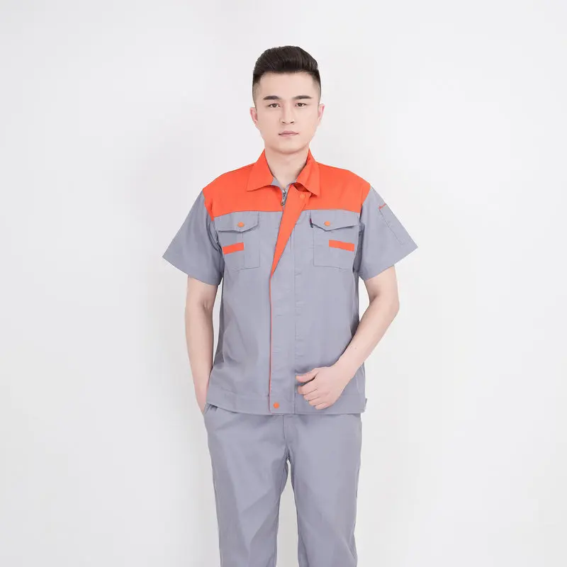 

Hot sale customized Logo polyester cotton short Sleeve mens workwear mechanic uniform work shirts