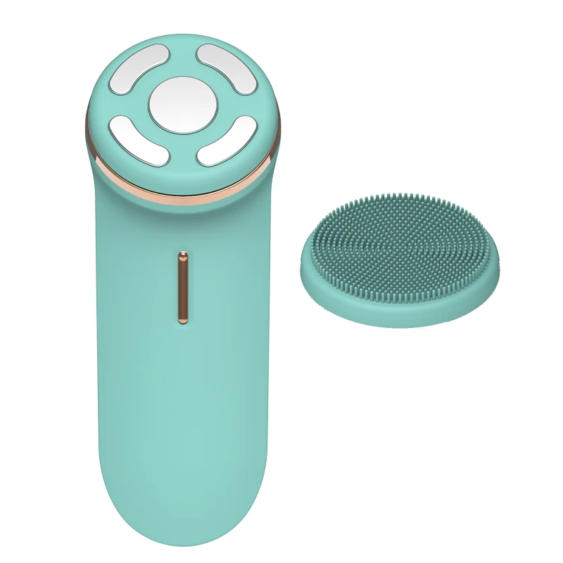 

Sonic Vibrating Facial Cleansing Brush EMS Micro Current Face Massager Beauty Device IPX7 Waterproof 3 Brush Heads with 3 Modes, Pink/blue