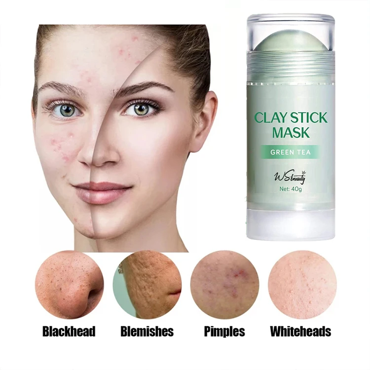 

OEM ODM Facial Skincare musk Pink Clay Eggplant Whitening Cleansing Purifying Green Tea Clay Mask Stick