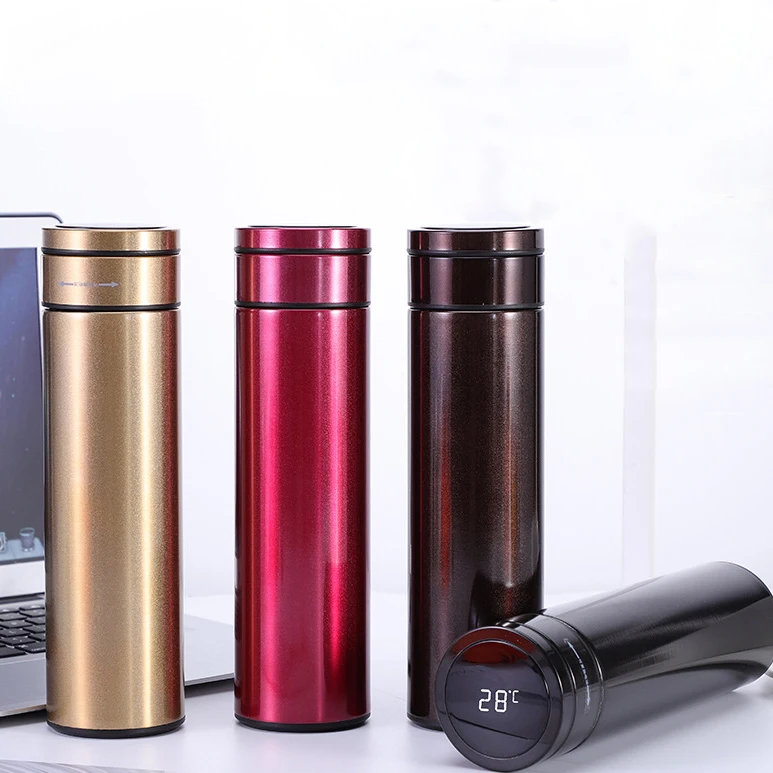 

Seaygift new style 500ml replaceable battery smart led temperature display thermos cup stainless steel vacuum flask water bottle, Blue/black/red