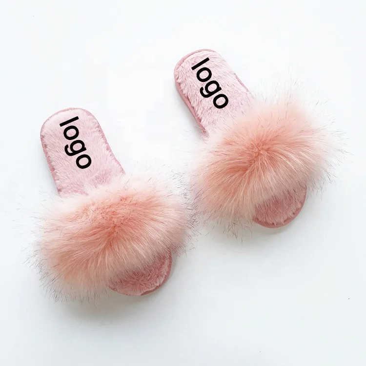 

High-quality New Arrival Luxury Fluffy Fur Slippers Ladies Indoor Warm Flip Flops Amazing Pink Fur Slides for French