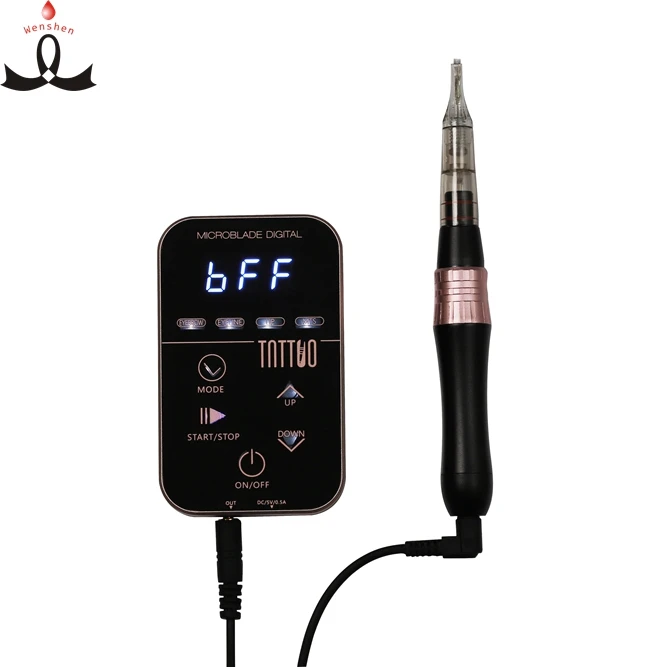 

YD Beaux MTS + PMU Digital Battery Panel Tattoo Device Permanent Makeup Machine Eyebrow Microblading Machine Pen, Black and rose gold