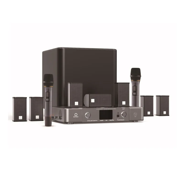 

SPE high quality 7.1 Karaoke Home Theater Surround Sound Speaker System wireless with subwoofer, Gray
