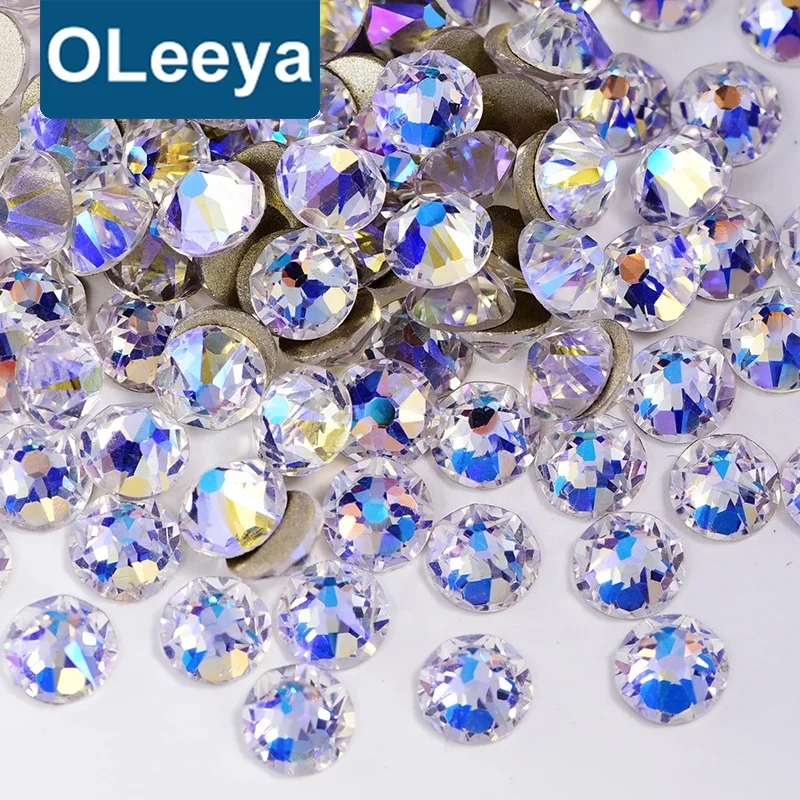 

Oleeya High Quality 2088 Grade 8 big 8 small Perfect Cut Facets Moonlight Crystal Rhinestone Flat Back Rhinestones For Nail Art, Moonlight.over 100 colors choice