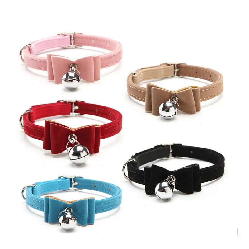 

Wholesale Soft Velvet Cat Collar Bell Adjustable Elastic Cute Bow Cat Collar