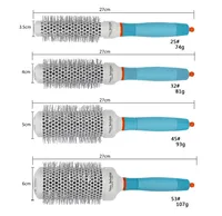 

Facoty Directly Blue Anti-static Silicone Handle Round Rolling Tangle Hair Brush Ceramic Hairstyling Comb