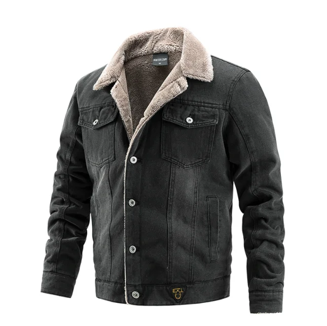 

2021 Men's denim jacket autumn winter jacket Plush warm casual foreign trade men's clothing European and American fashion trend