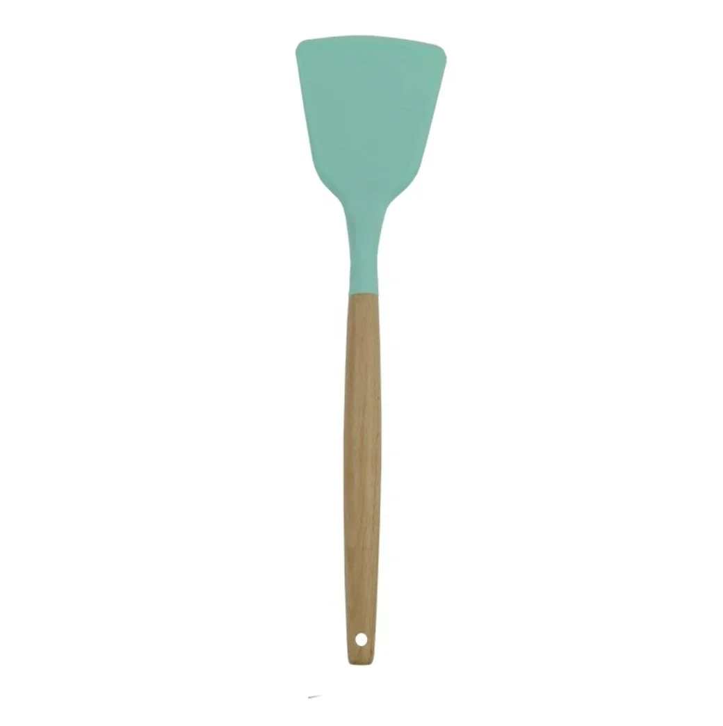 

Wooden Handles Silicone Cooking Kitchen tool, Blue