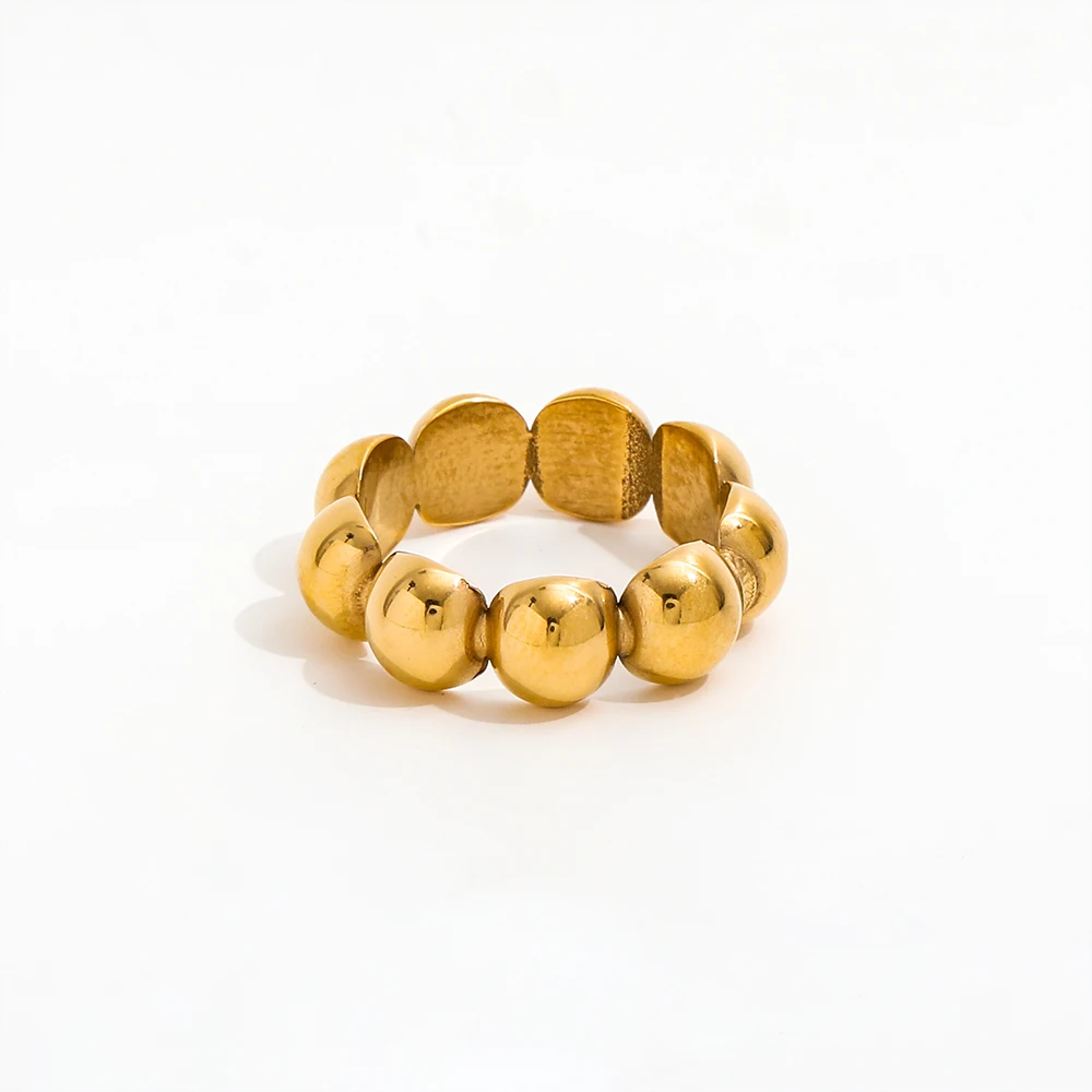 Joolim High End 18K Gold Plated Hemisphere Half Ball Band Rings for Women Finger Ring Wholesale