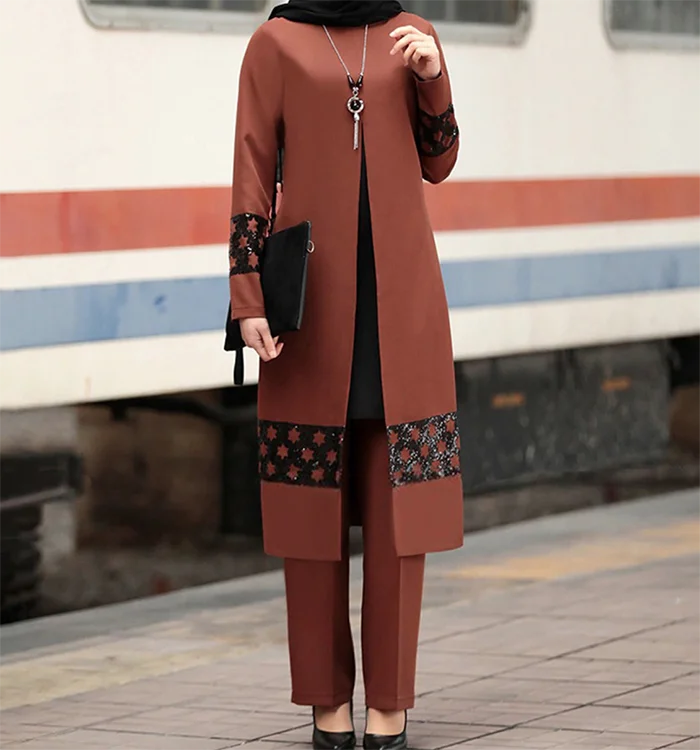 

Factory wholesale Islamic Clothing Muslim Women'S Middle East New Suit Dubai Abaya Two-Piece Southeast Asian Clothing