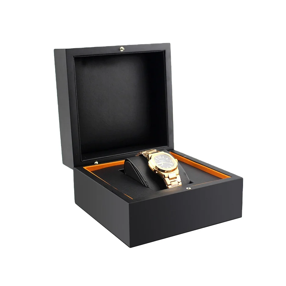 

IN STOCK Luxury Custom Logo Black Packaging Wooden Watch Box For Gift, Customized color