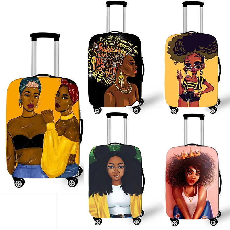 

African girl luggage cover Afro women baggage covers Travel Accessories elastic trolley case suitcase cover for 18-32 inch