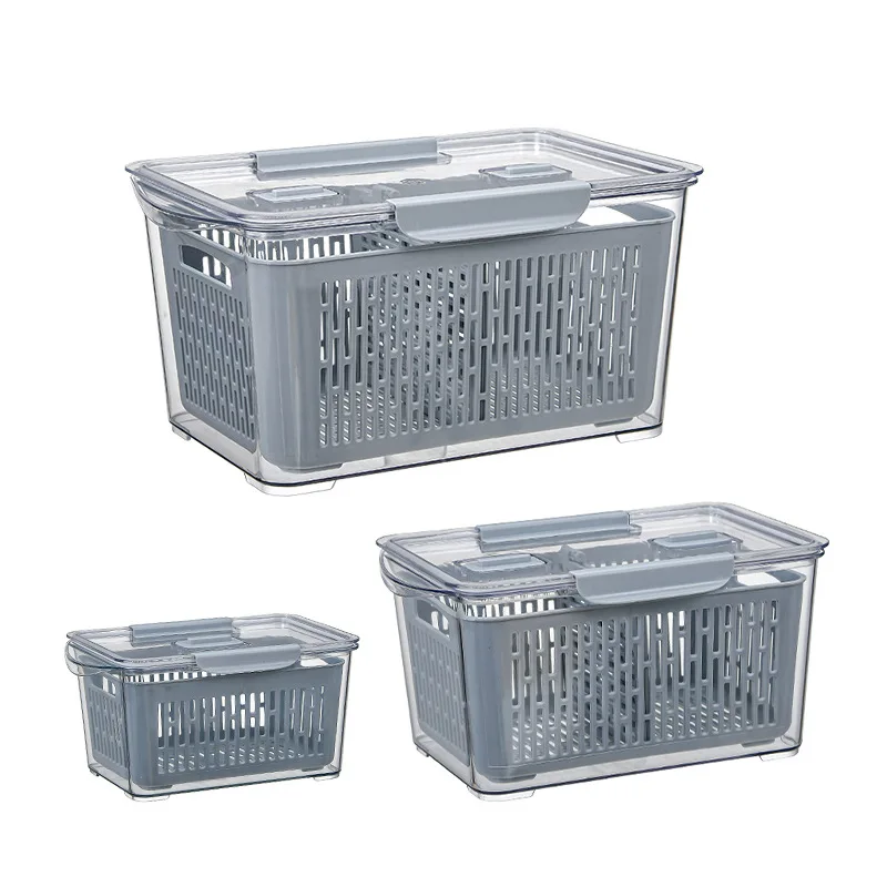 

Hot seller Double Layer Drain Basket Plastic Fruit & Vegetable Tools Washing Basket Set 3 Pcs, Beige,purple
