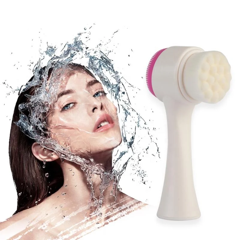 

3D Double Side Silicone Face Wash Brush Facial Blackhead Remover Pore Deep Cleaning Exfoliator Face Scrub Washing Brush, Customized color