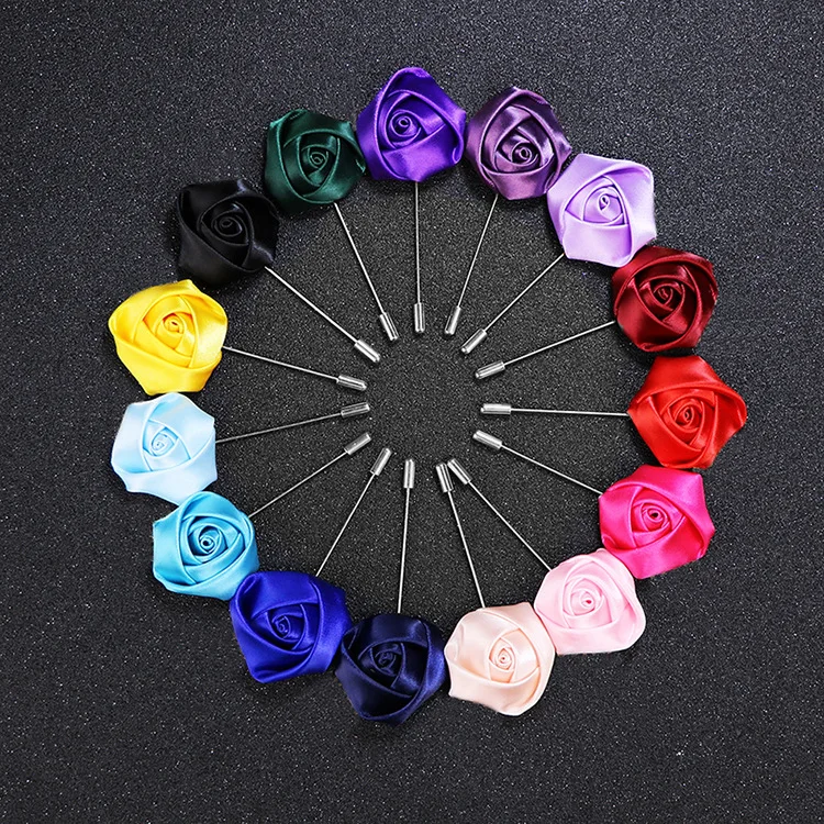 

Handmade fabric wrapped heart rose corsage wholesale handmade flower classic men's brooch for women