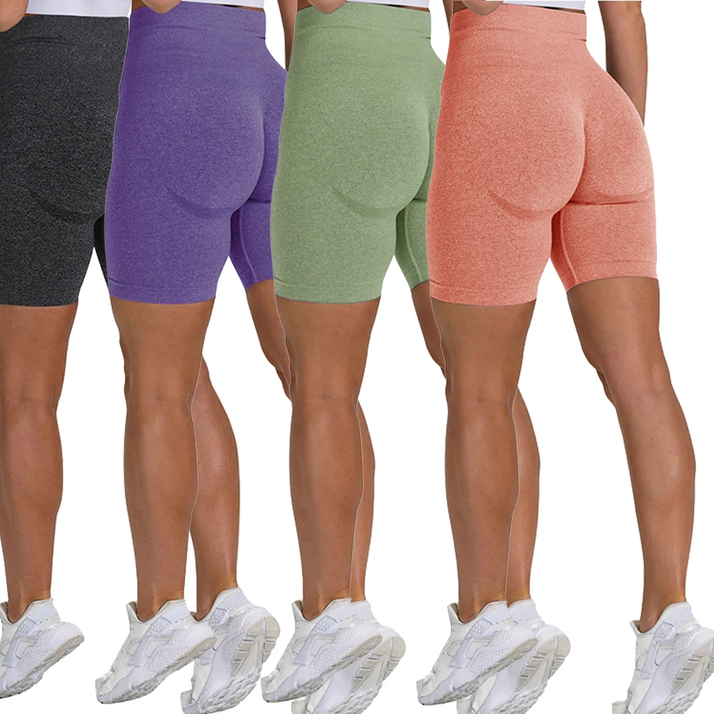 

High Quality Jacquard Weave High Waist Bike Gym Shorts Running Exercise Sports Pants Women
