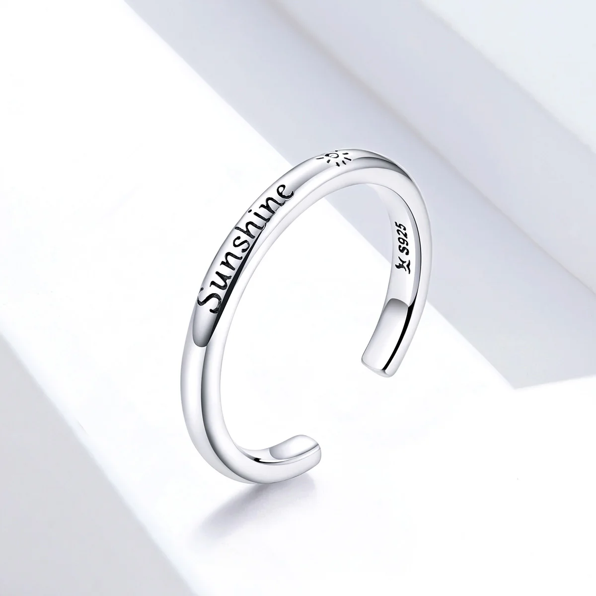 

925 Sterling Silver Sunshine Engrave Adjustable Finger Rings