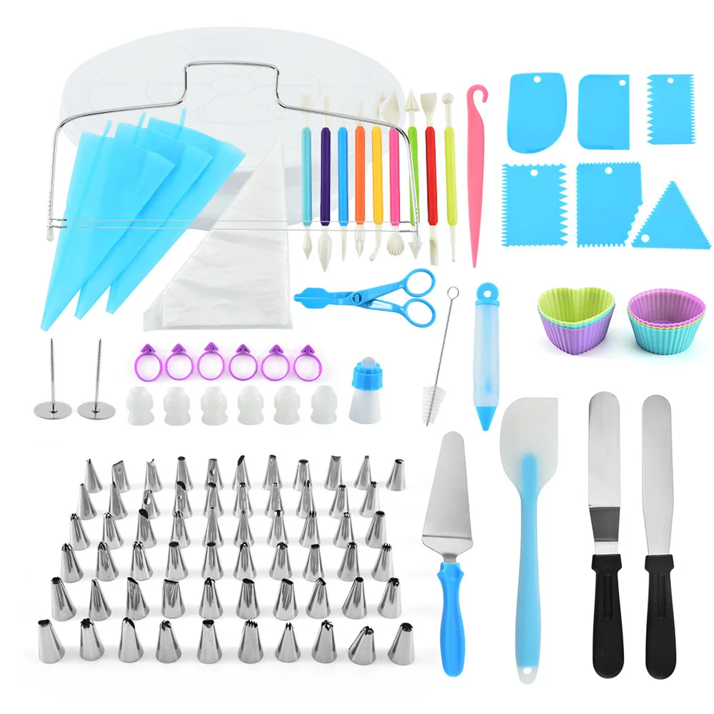 

110-Piece Cake Decorating Tools Kit Baking Supplies with Numbered Icing Tips, Pastry Bags, Smoother, Piping Nozzles