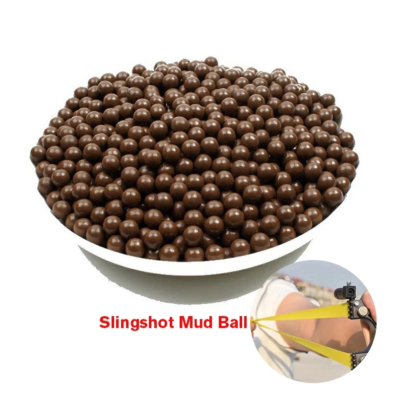 

9mm mud pill outdoor hunting fish shooting slingshot accessories mud pill, Mud brown