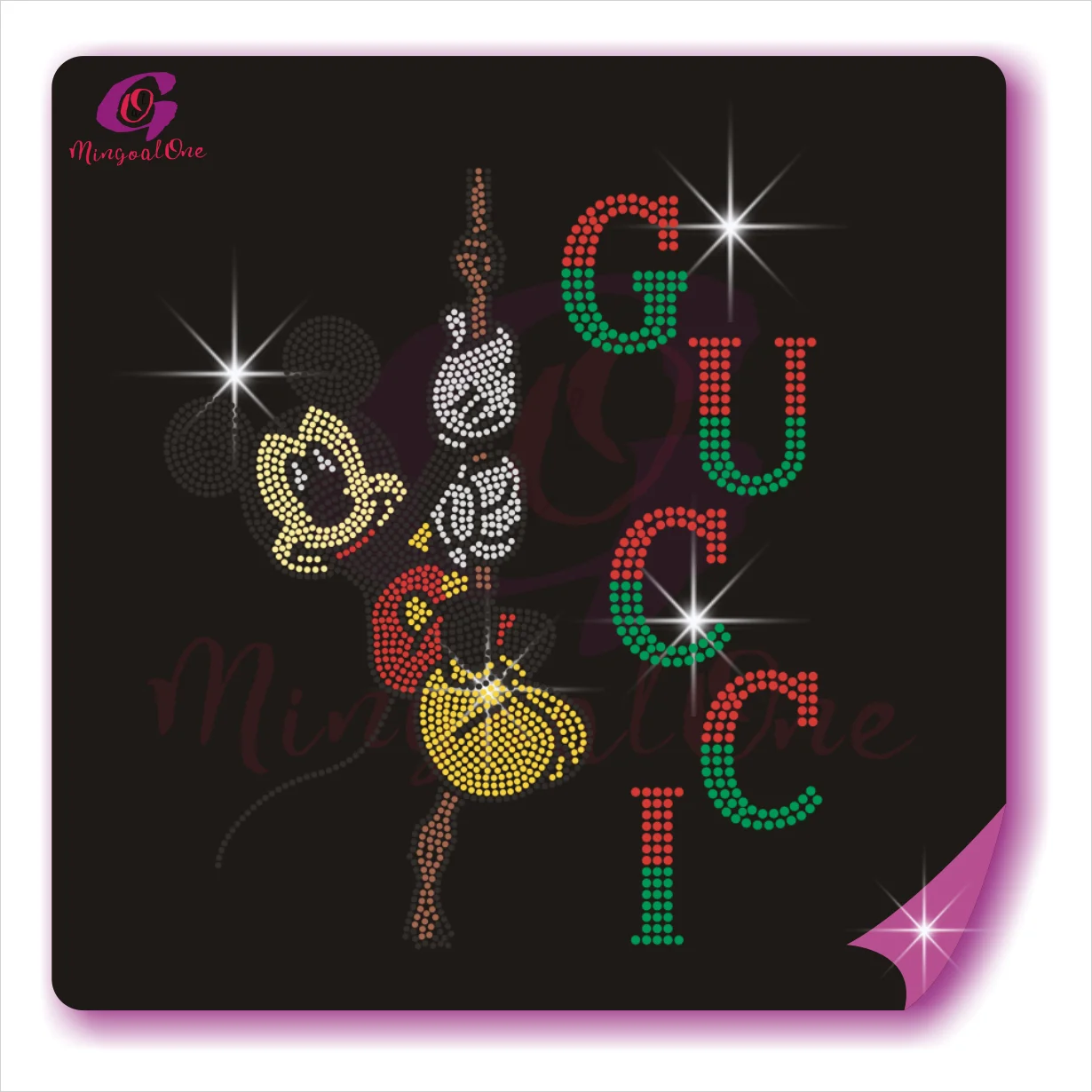 

iron on customized brand GG Mickey patterns vinyl rhinestone transfer designs, Select from color chart