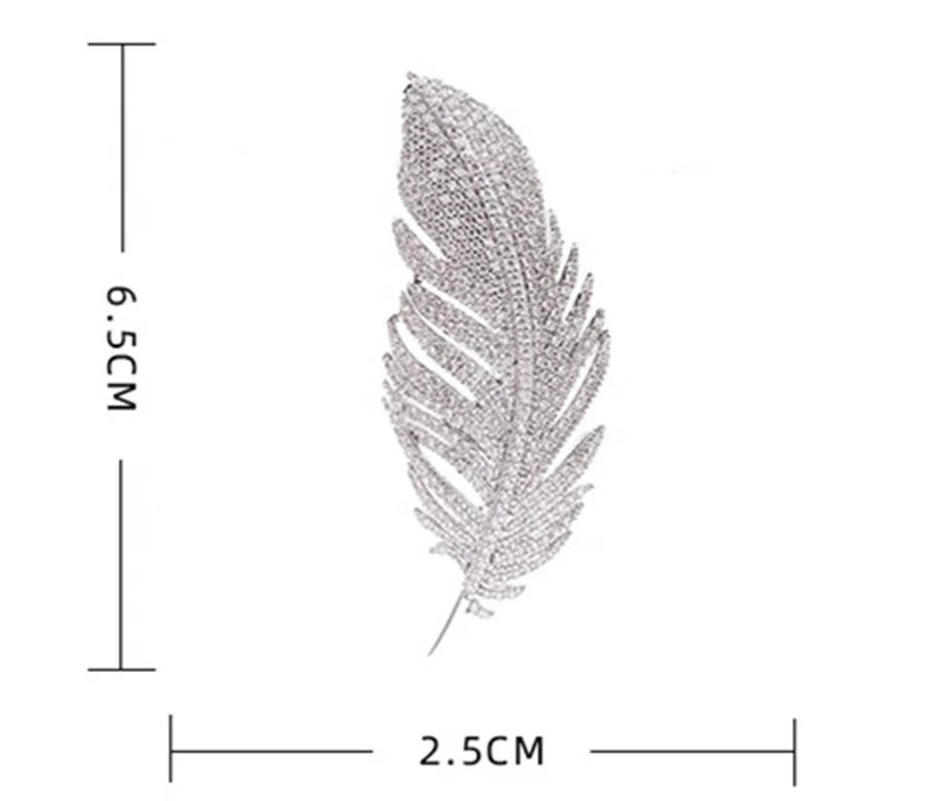 

New zircon feather brooch Frosted leaf unisex brooch Suit coat accessory brooch, Silver