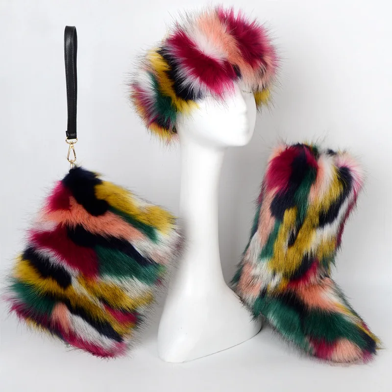 

fur boots with headband and bag, 24 colors