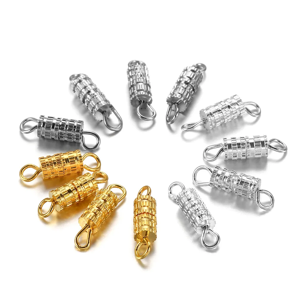 

Hobbyworker New  Barrel Screw Clasps Twist Type Clasps Connectors For Diy Jewelry Necklace Bracelet Supplies A0426, Silver/white k/gold