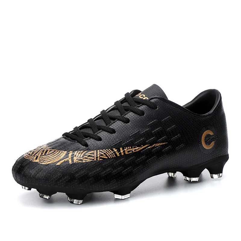 

Comfortable Safty Design for Kids Outdoor Running Football Sneakers Soccer Shoes for Children Sports, Black,blue,green