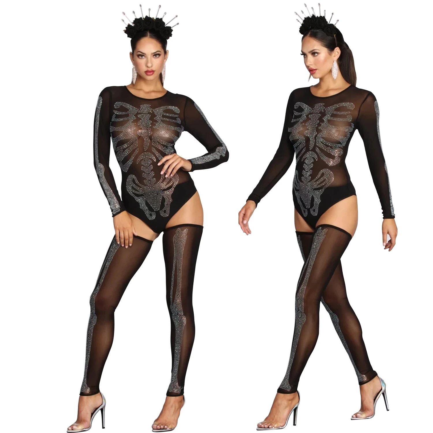 

FM-H3311 New fashion print pattern long sleeve club sexy jumpsuit women 2020, As pictures
