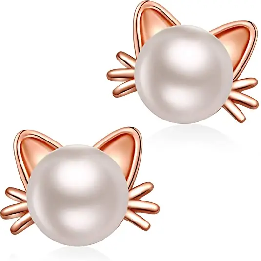 

Baby Earrings Freshwater Pearl Sterling Silver Cat Earrings for Women