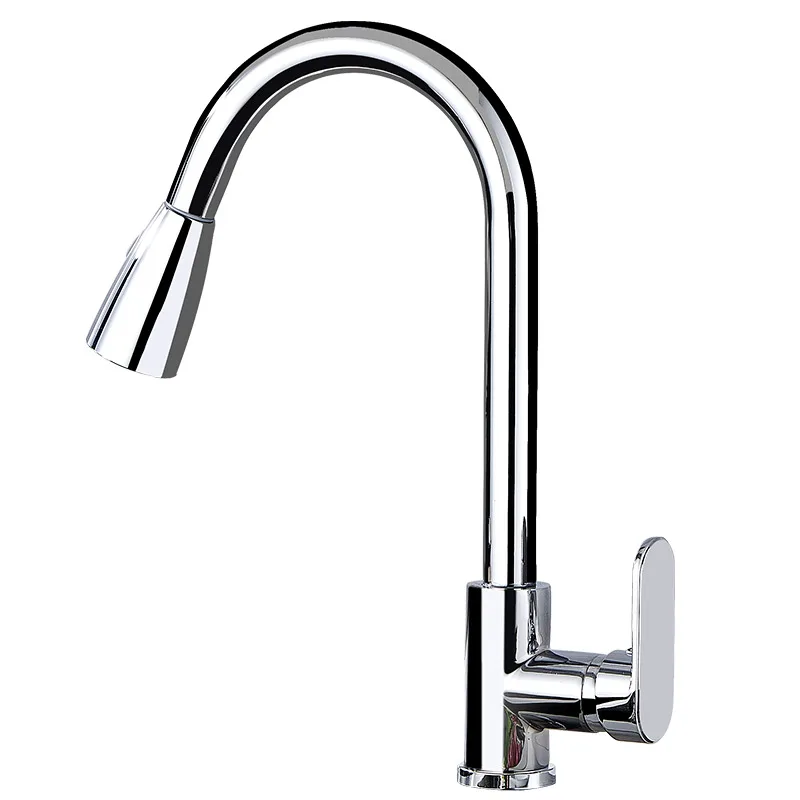 
Preferential brass pull out sink faucet rotatable electroplated kitchen mixer tap 