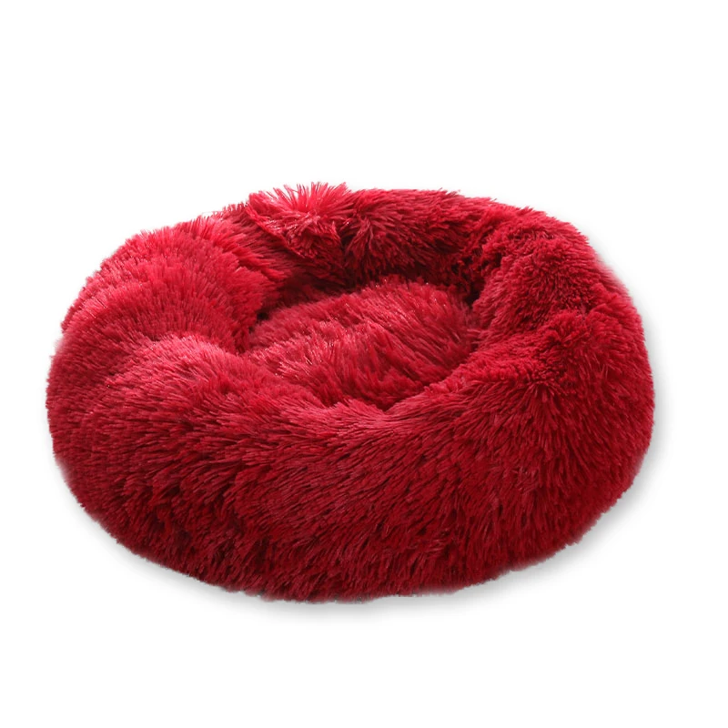 

Light Weight Soft Indoor Washable Plush Dog Bed Sleeper Red Multi Color Designer Dog Cat Pad Bed, As picture