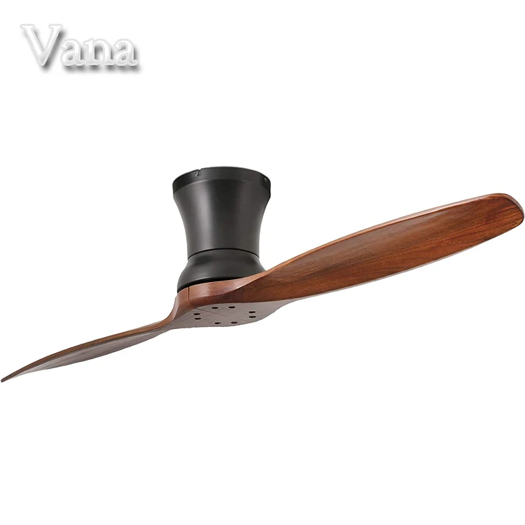 Short Ceiling Mounted Fan Flush Remote Control Modern With Aerodynamic Double Blades At An Angle