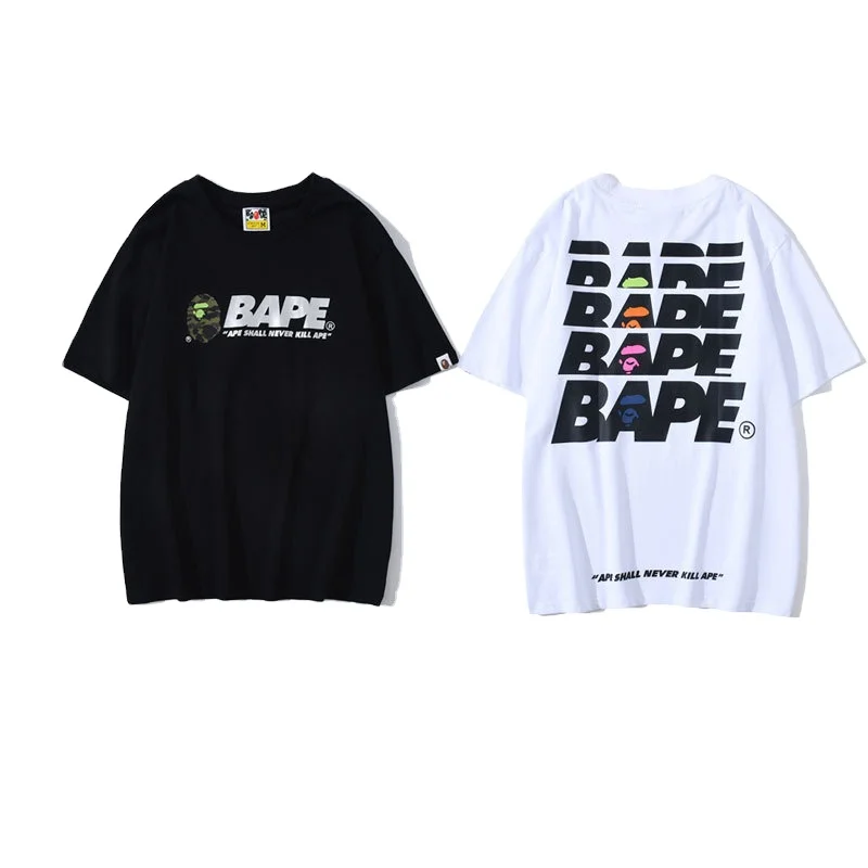 

2021 Newest Unisex Casual T-shirt Fashion Style Reflective Letter BAPE Printing Couples T-shirt men's shirt cotton tee, Customized colors