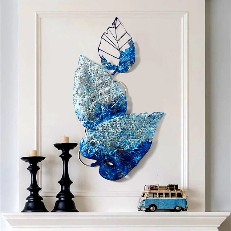 

Three Parts Per Set Blue Metal Hollow Autumn Leaf Wall Hanging Artware Decoration