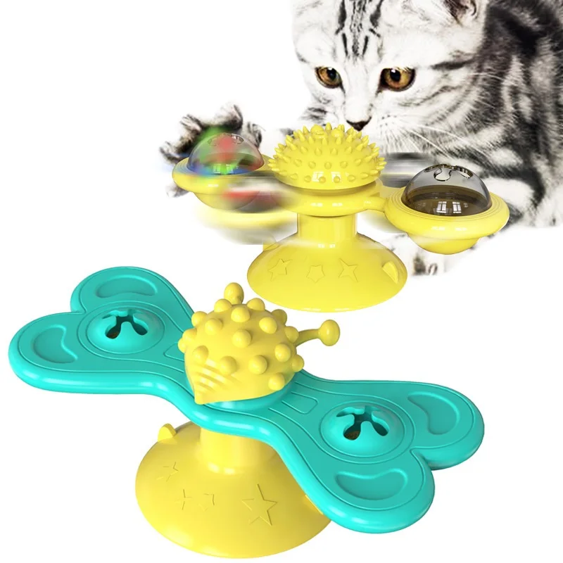 

Pet supplies wholesale Friendly ECO Amazon funny cat stick catnip unique windmill cat turntable treat toy