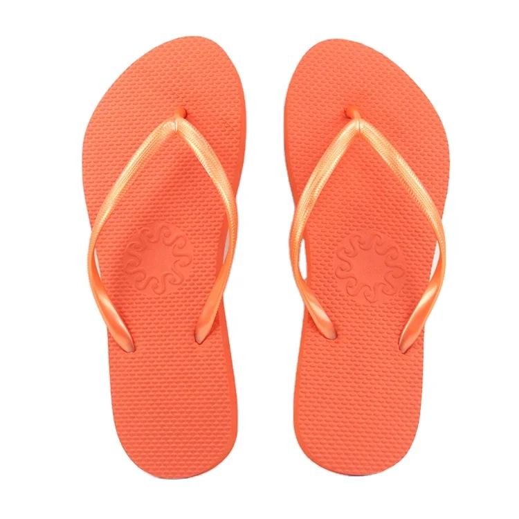 

cheap wholesale pvc rubber orange slippers summer outdoor non-slip beach shoes factory oem custom private label logo flip flops, Customized