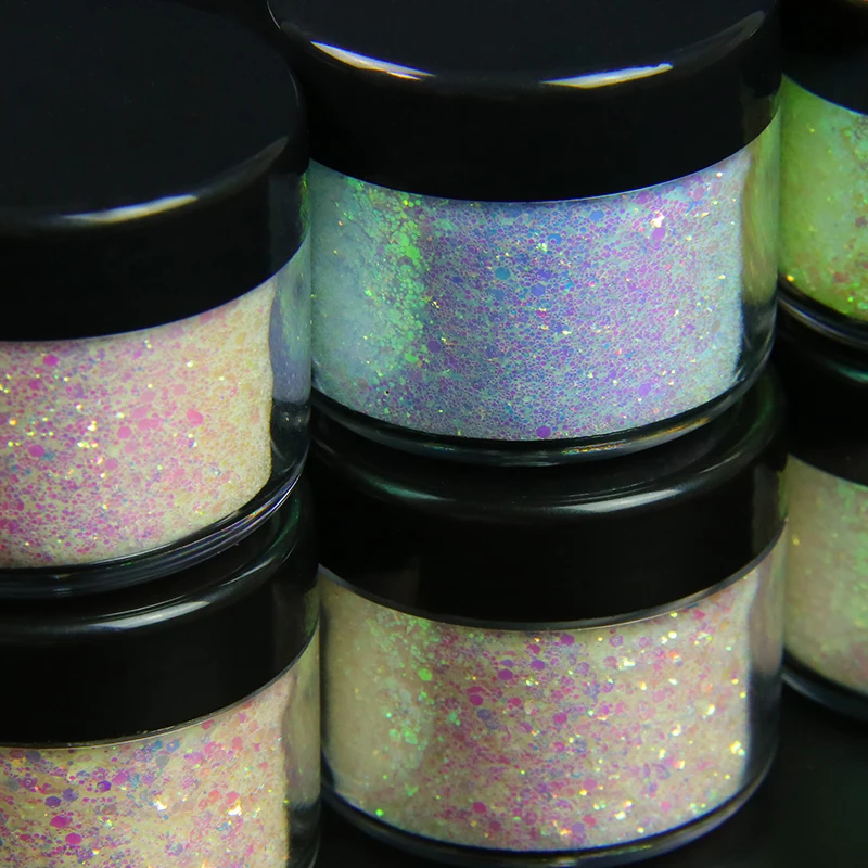 

Free sample UV Light Glitter Powder Sunlight Sensitive Color Change Photochromic Cosmetic Glitter Powder Makeup, 10 colors