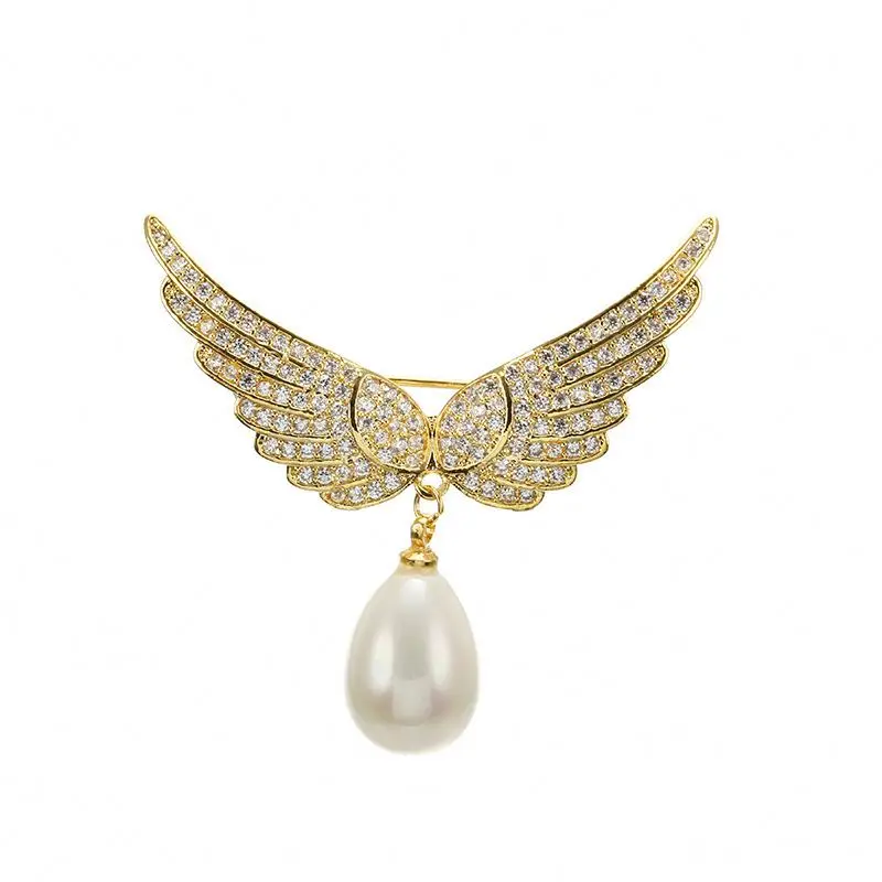 

shining angel wings designs Rhinestone Jewelry Pearl Vote Pin Brooch