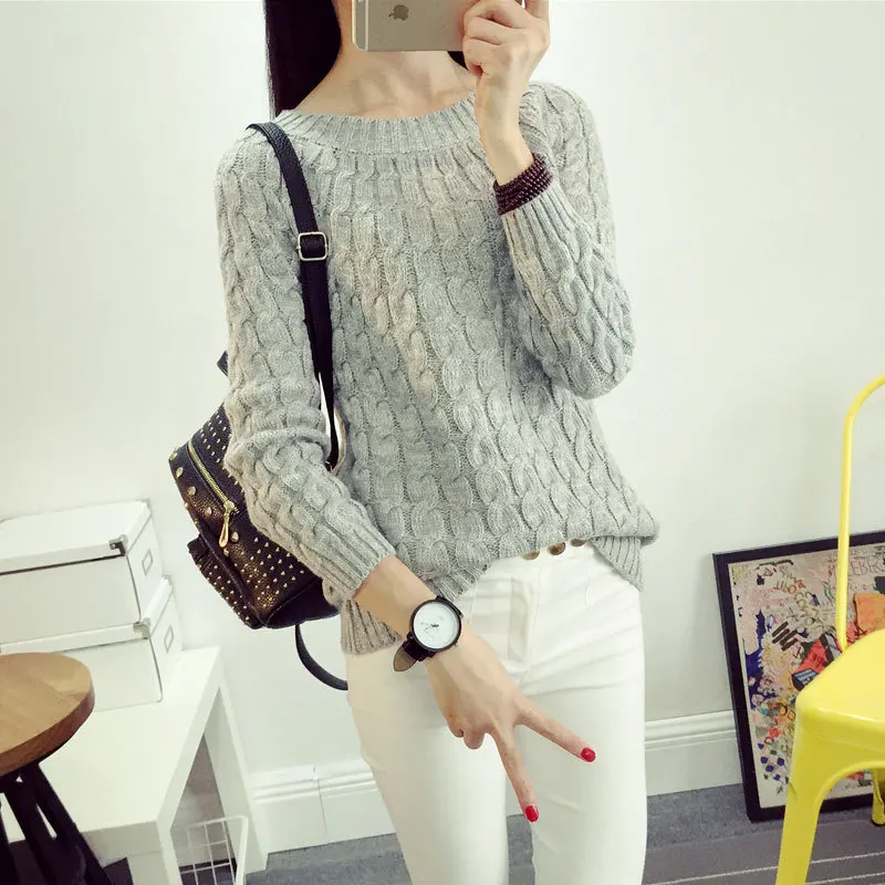 Korean Style Students Pullover Knitted Long Sleeve Winter Sweaters ...