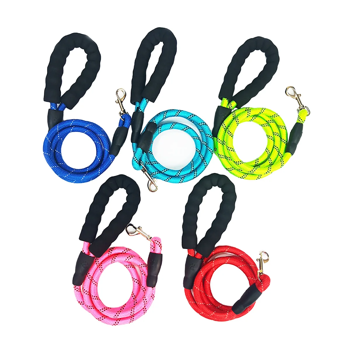 

Hot Selling pet rope lead 1.5m x 8 10 12mm Glow Reflective Nylon Rope Pet Dog Traction Rope Braided Dog Leash, Red, pink, green, blue, orange, black