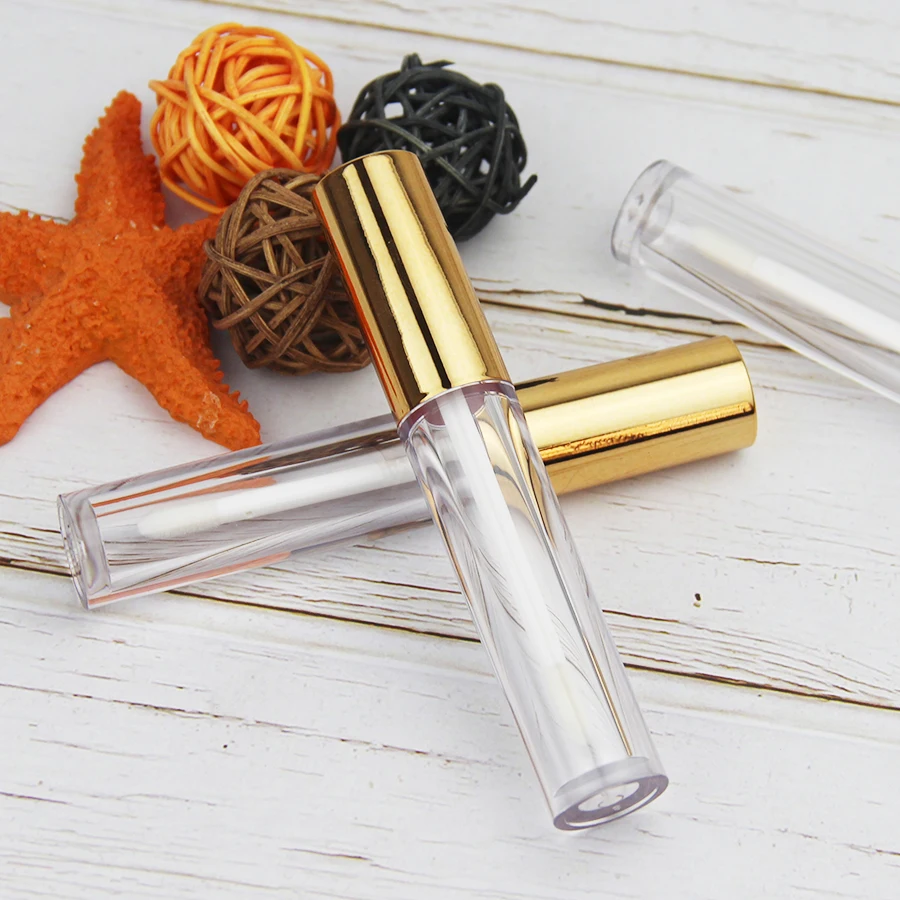 Stocked Unique Round Gold Cap Lipgloss Tubes Bottle Case Container ...