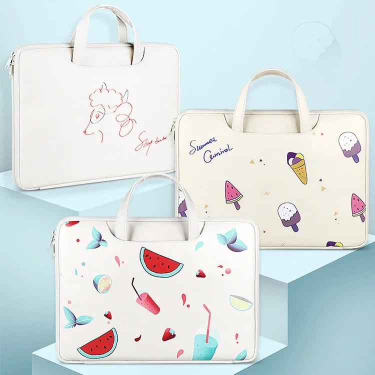 

Korean Style Mini Cartoon Fruit Small Fresh And Cute Printing Briefcase Tablet Notebook Bag Laptop Bag For Women, 3 styles to choose