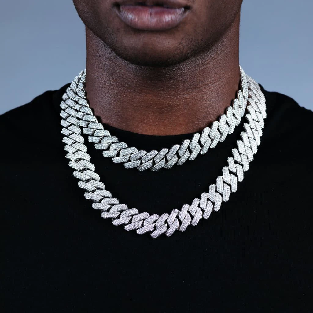 

silver hip hop ice MEN Boy Cool JEWELRY wide big heavy iced out 19mm cuban link chain necklace, Gold