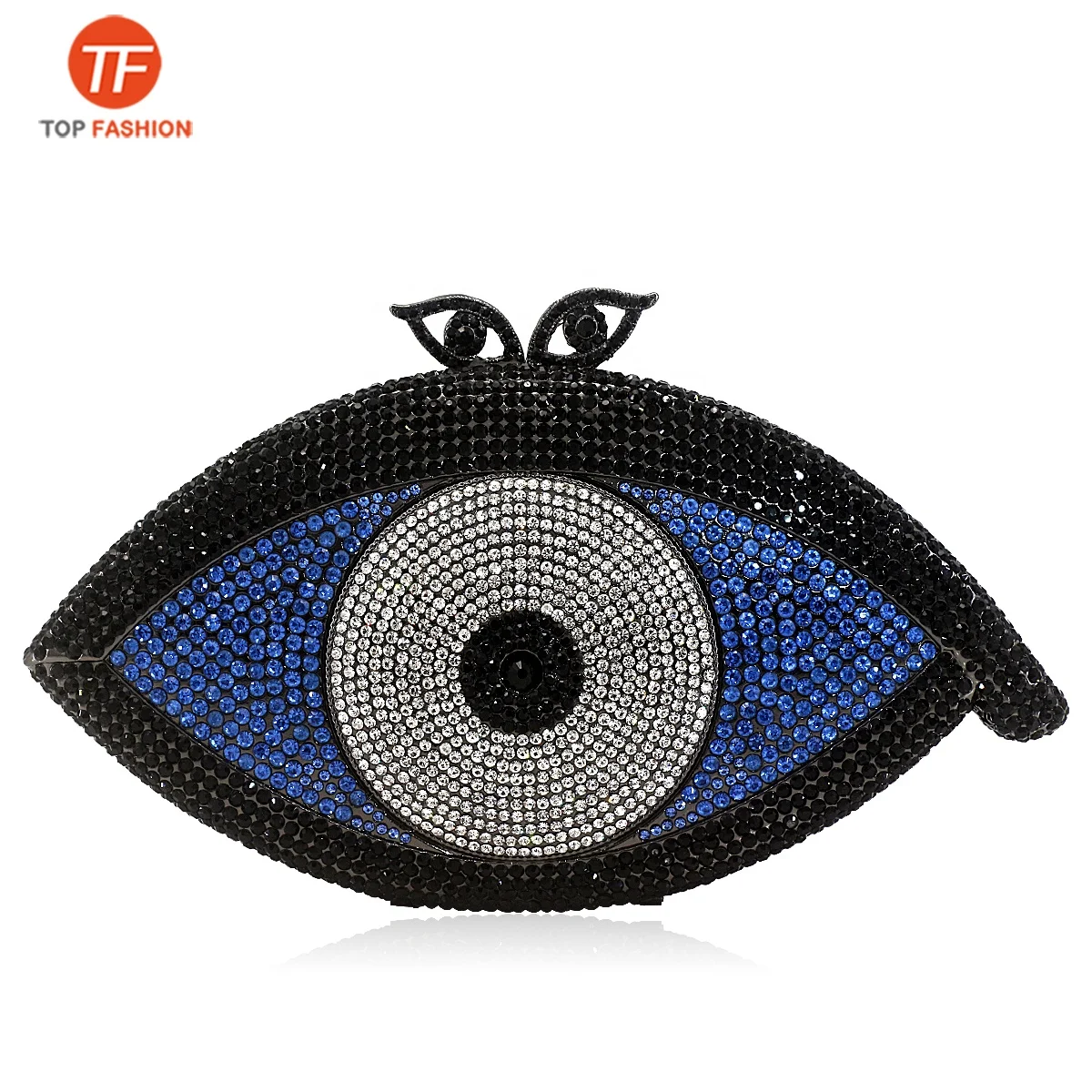 

China Factory Wholesales Crystal Rhinestone Clutch Evening Bag for Party Evil Eye Shaped Diamante Clutch Purse, ( accept customized )