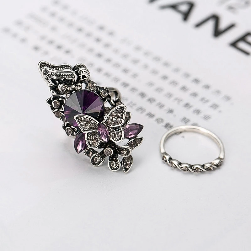 

Exaggerated butterfly sapphire ring fashion trendy index finger ring