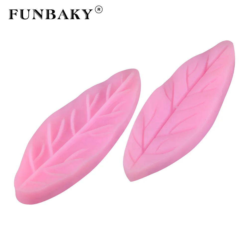 

FUNBAKY JSF690 textured leaves shape silicone mold baking tools for leaf shape making single leaf mold, Customized color