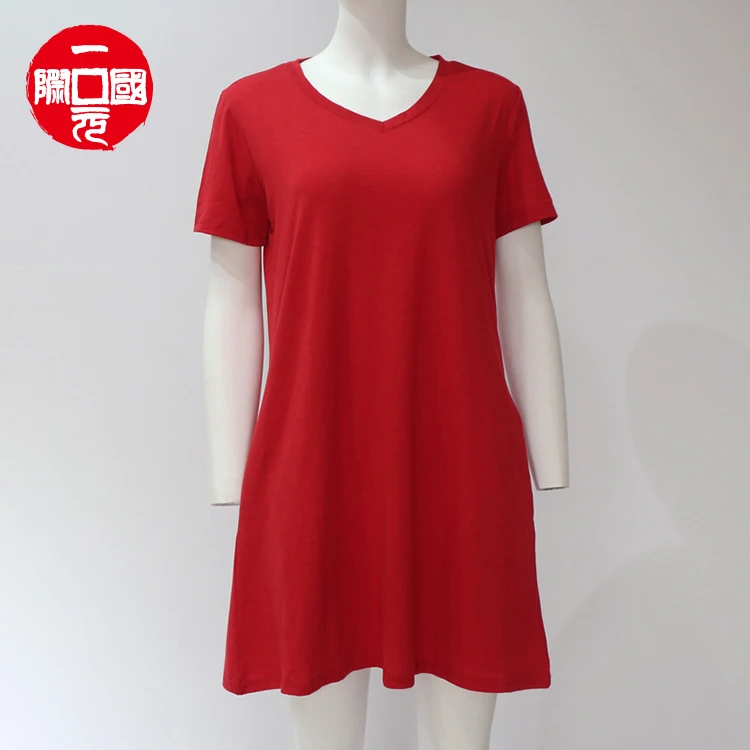 

V-neck loose short-sleeved factory direct women's dress