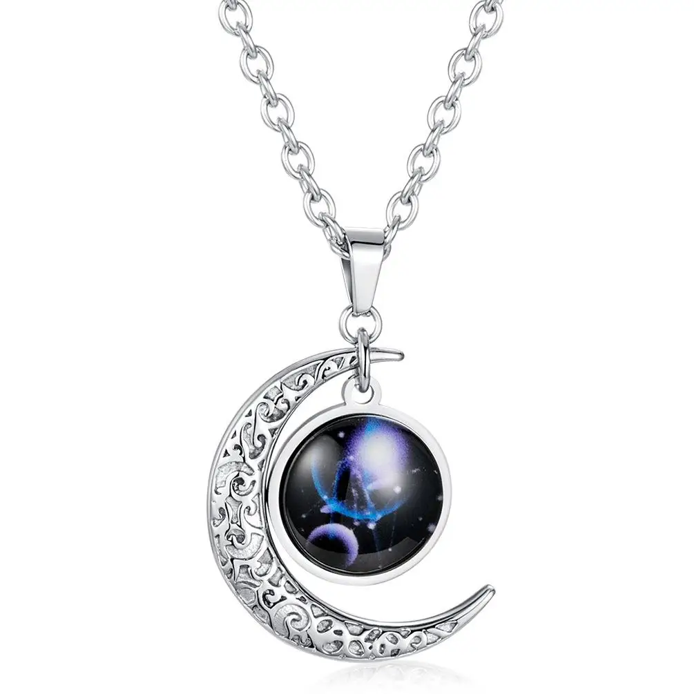 

Wholesale High Quality Zodiac Starry Night Light Moon Star Stainless Steel Necklace